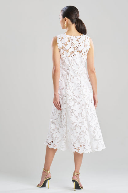 NATORI Peony Floral Lace Asymmetric Seam Dress
