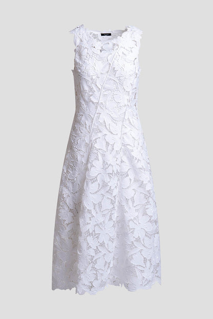 NATORI Peony Floral Lace Asymmetric Seam Dress