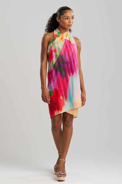 NATORI Floral Mirage Printed Mesh Pareo