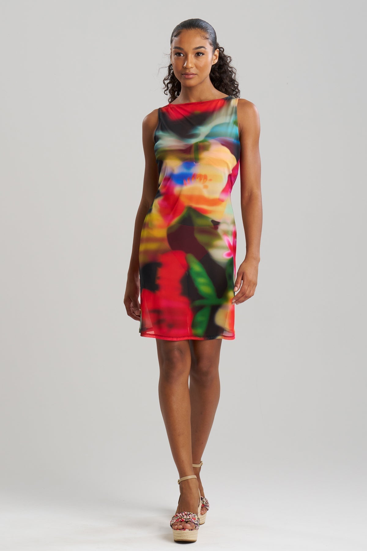 NATORI Buy Floral Mirage Printed Mesh Mini Dress online