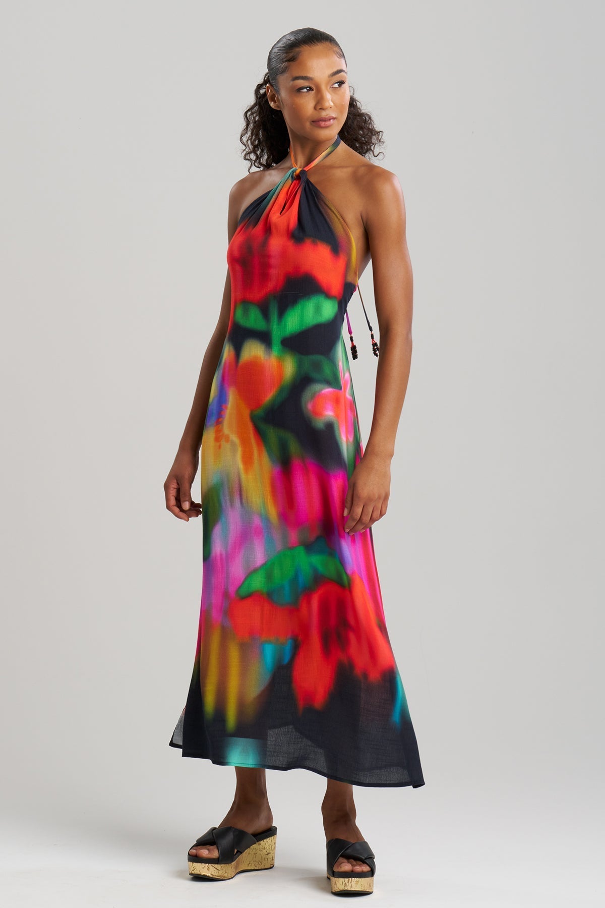 NATORI Buy Floral Mirage Printed Rayon Halter Dress online