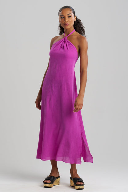 NATORI Cotton Gauze Halter Dress
