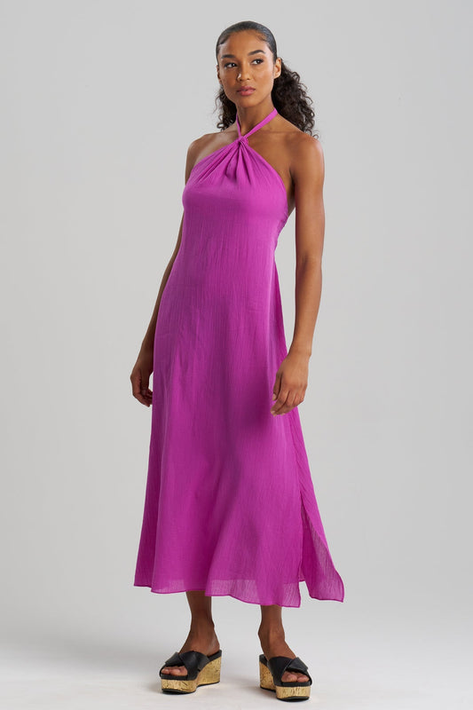 NATORI Cotton Gauze Halter Dress