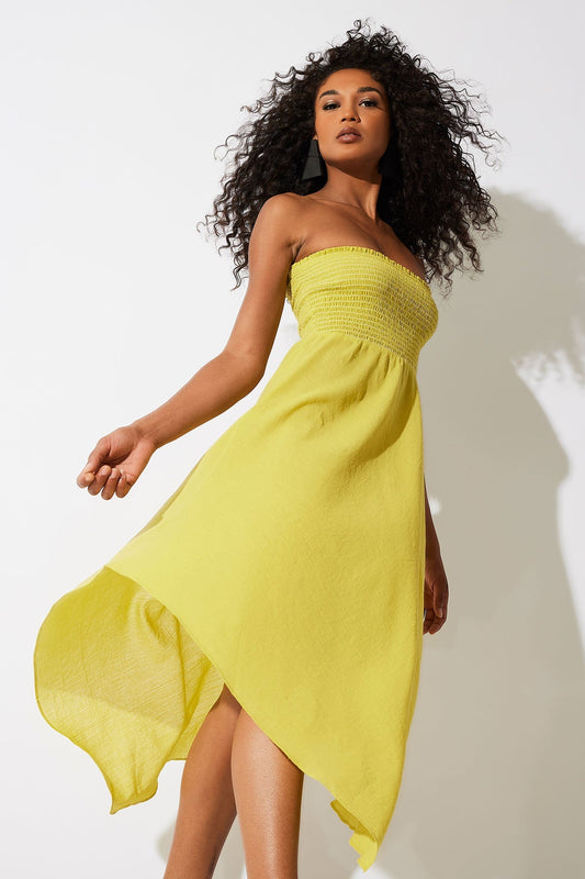 NATORI Cotton Gauze Bandeau Dress
