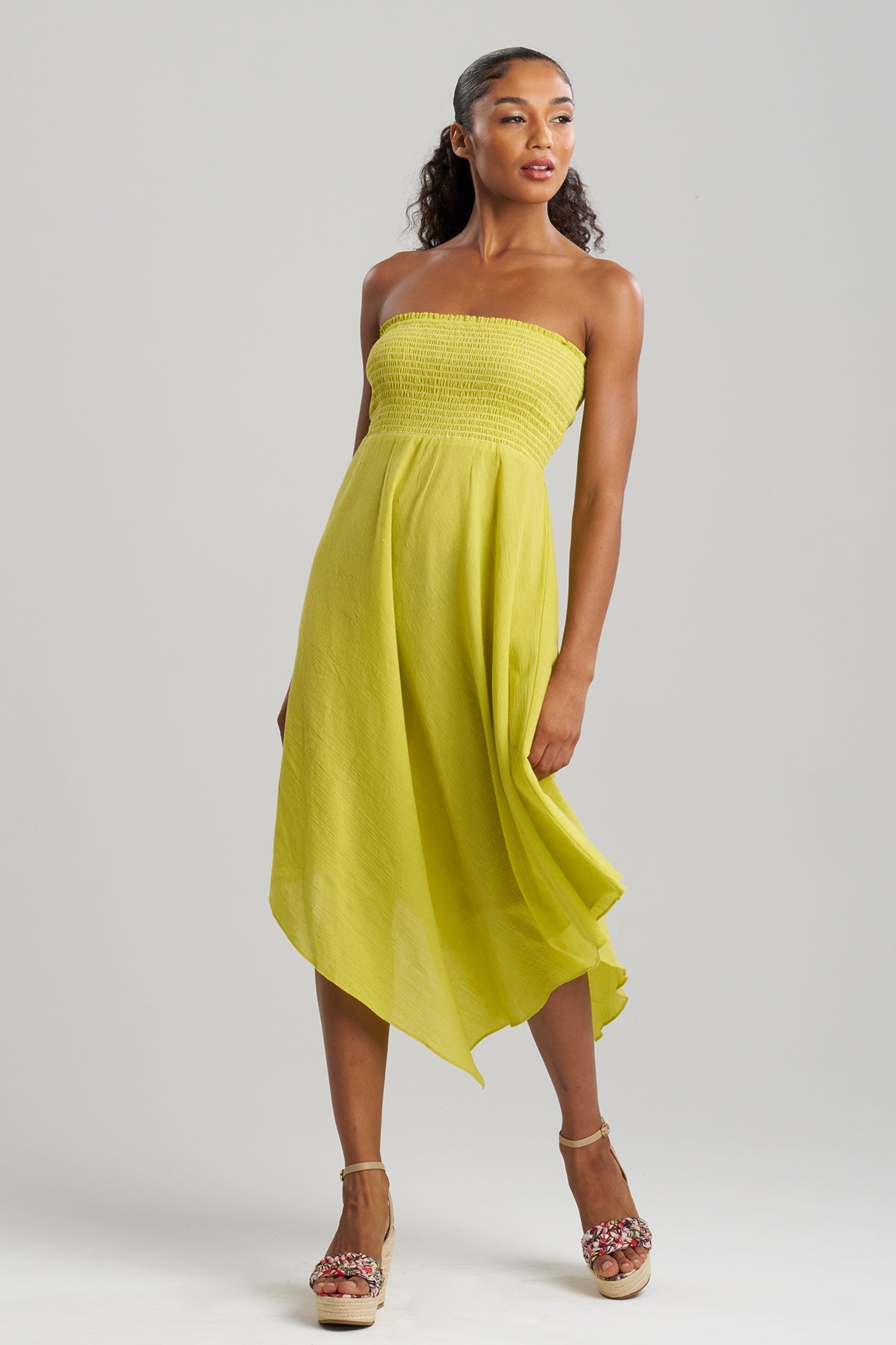 NATORI Cotton Gauze Bandeau Dress
