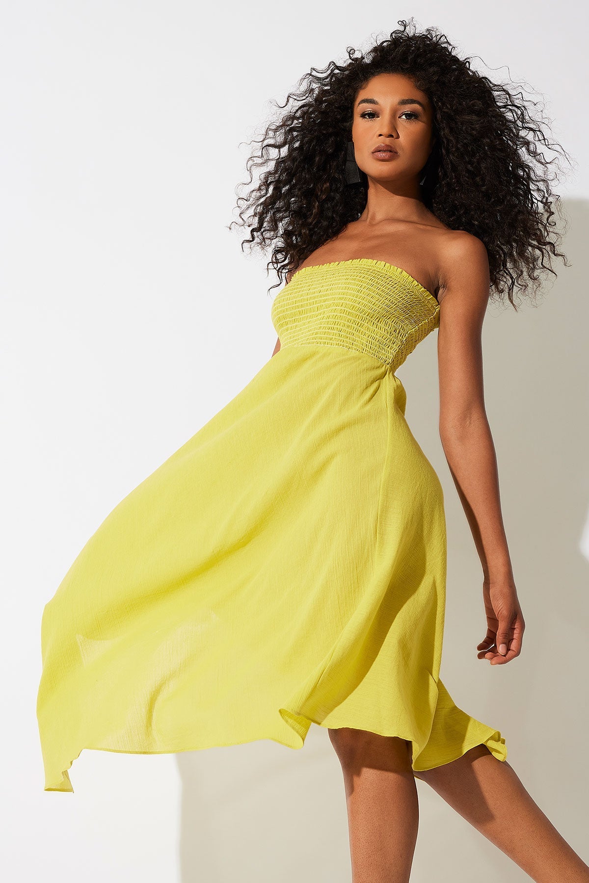 NATORI Cotton Gauze Bandeau Dress