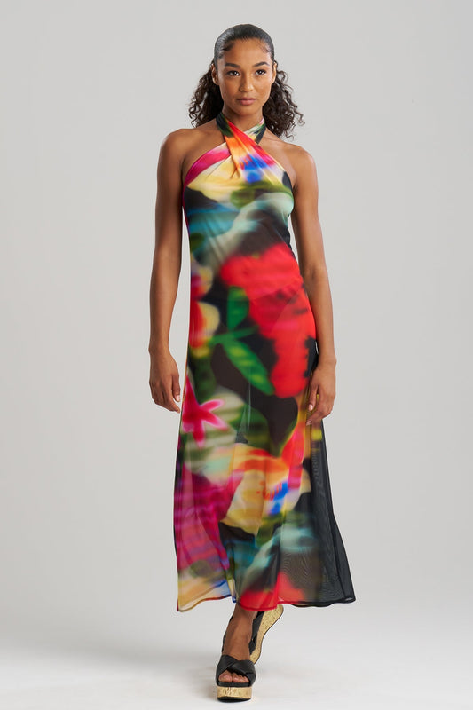 NATORI Buy Floral Mirage Printed Mesh Halter Dress online