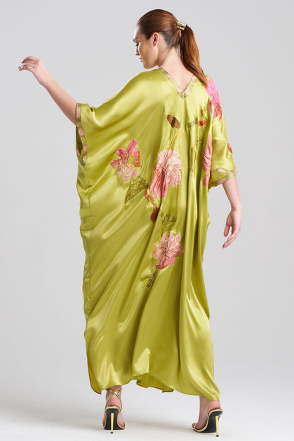 NATORI Couture Brushstroke Embellished Cocoon Silk Caftan