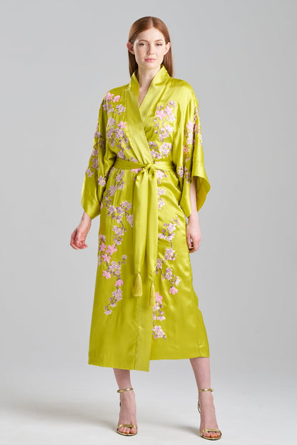 NATORI Couture Sakura Embroidered Floral Silk Robe