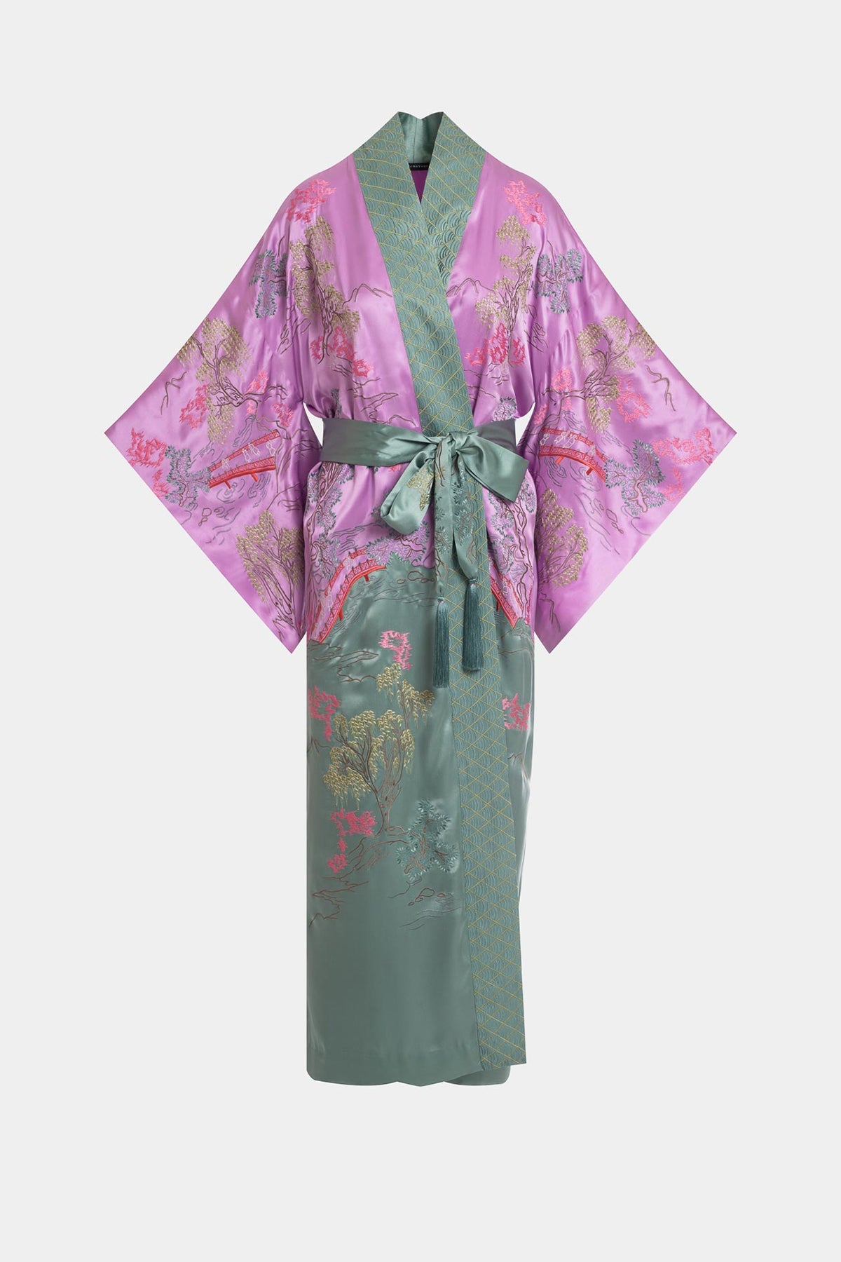 NATORI Couture Nara Embellished Drop Sleeve Silk Robe