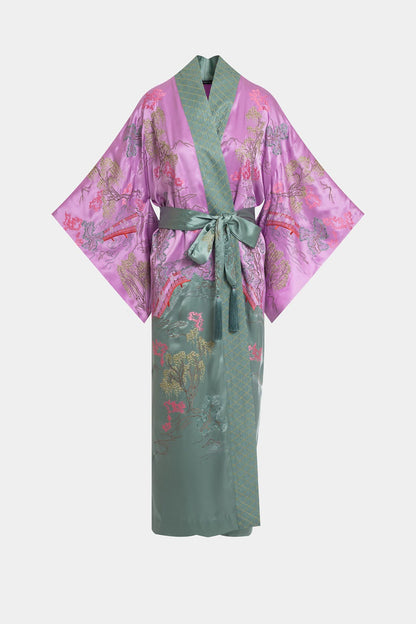 NATORI Couture Nara Embellished Drop Sleeve Silk Robe