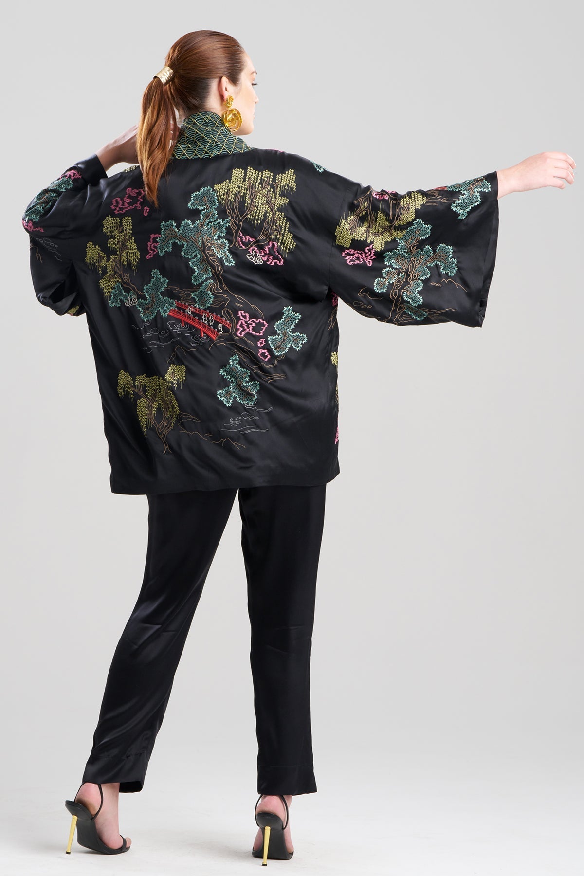 NATORI Couture Nara Multi Embroidered Silk Kimono