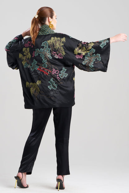NATORI Couture Nara Multi Embroidered Silk Kimono