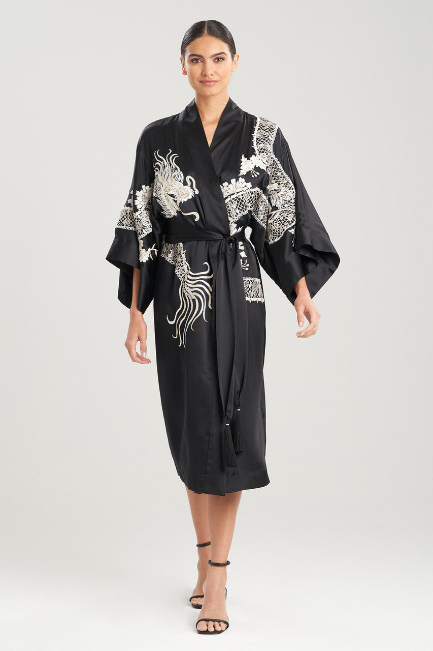 NATORI Buy Couture Hanaka Dragon Embellished Robe in Black Online