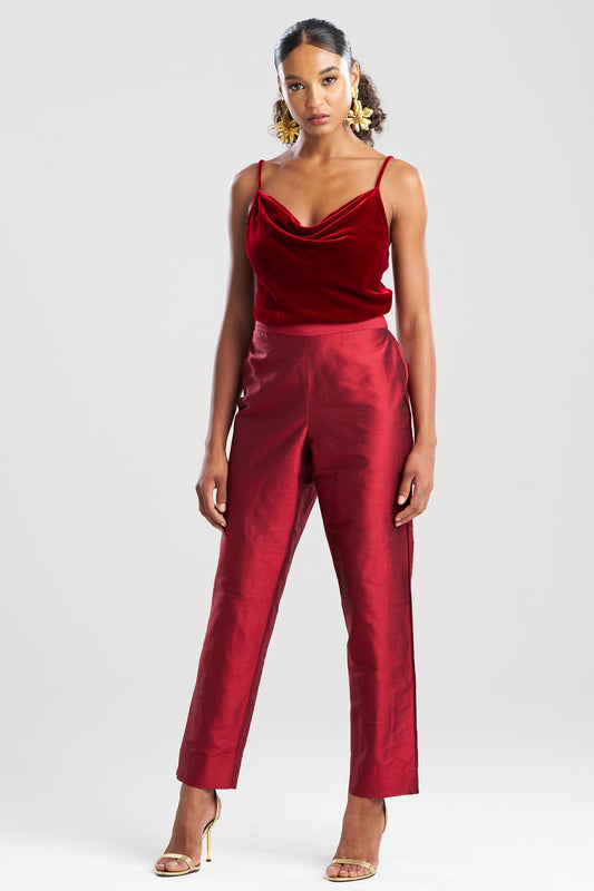 NATORI Couture Silk Dupioni Slim Pants