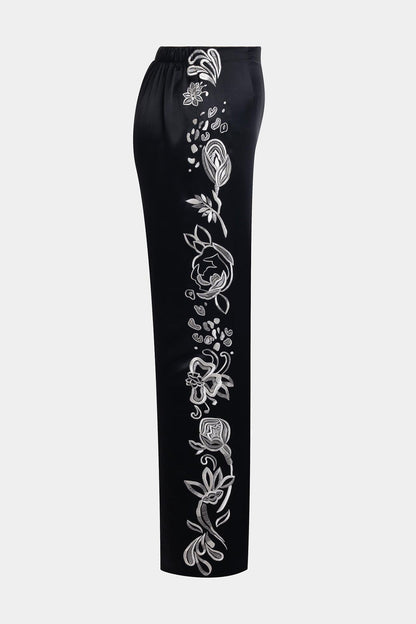 NATORI Couture Nouveau Embroidered Silk Pants