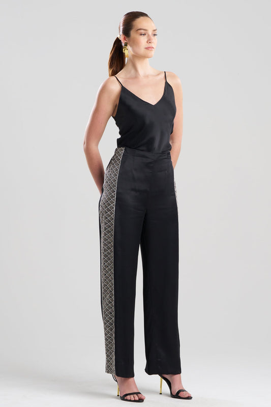 NATORI Couture Nara Embroidered Silk Pants