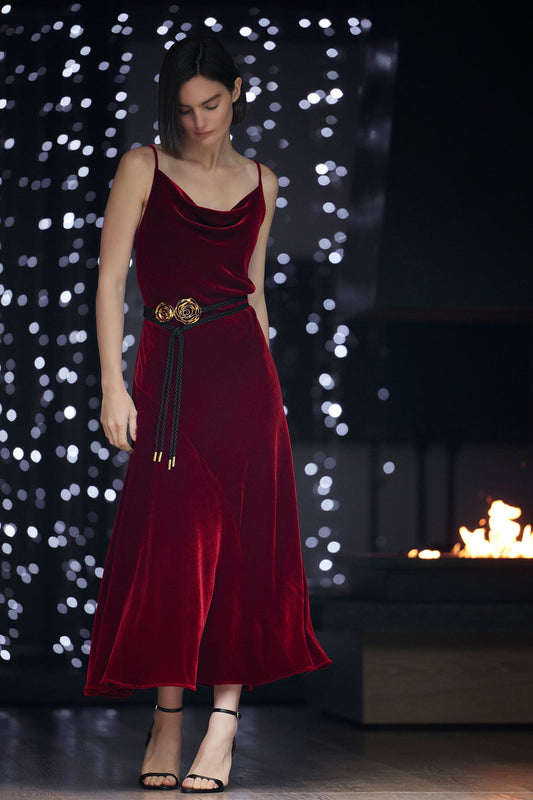 NATORI Couture Velvet Silk Slip Dress