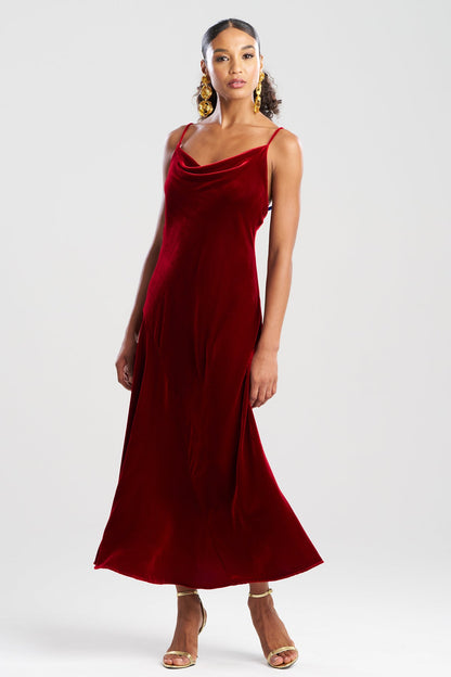 NATORI Couture Velvet Silk Slip Dress