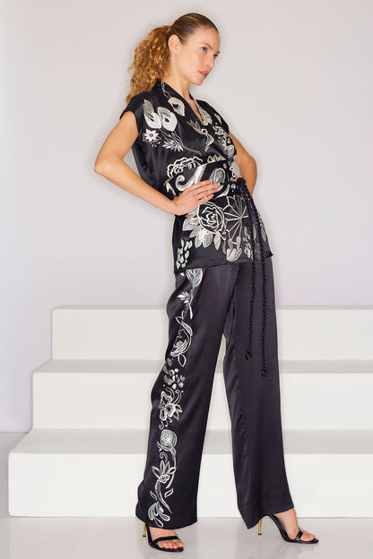 NATORI Couture Nouveau Embroidered Silk Vest