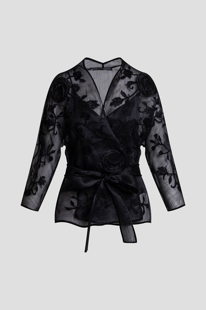 NATORI Couture Piña Belted Jacket