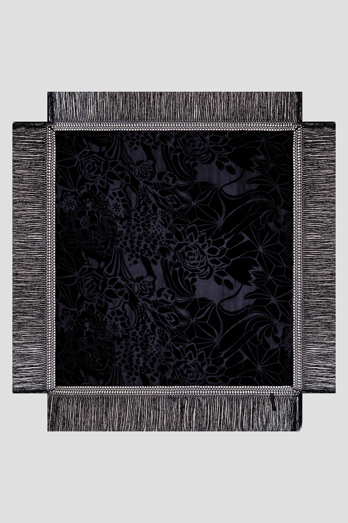 NATORI Couture Burnout Velvet Fringe Shawl