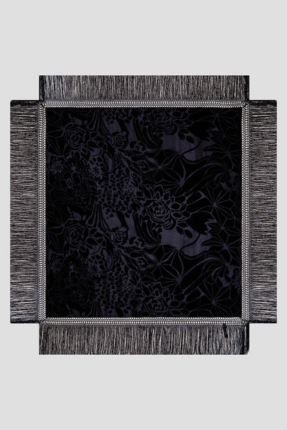 NATORI Couture Burnout Velvet Fringe Shawl