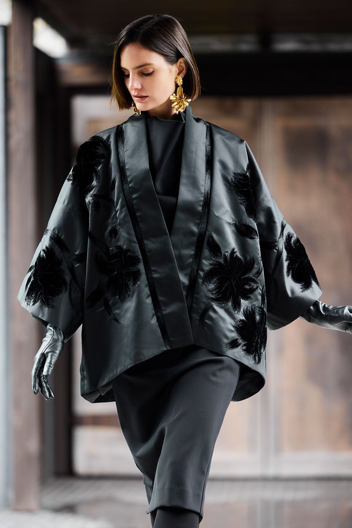 NATORI Couture Duchess Satin Coat