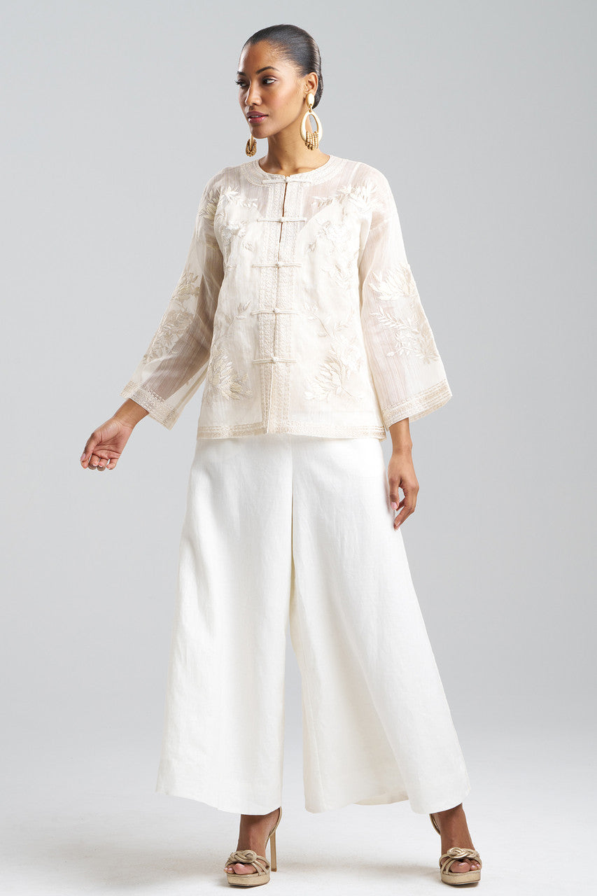 NATORI Buy Couture Piña Embroidered Mandarin Jacket in Natural Online