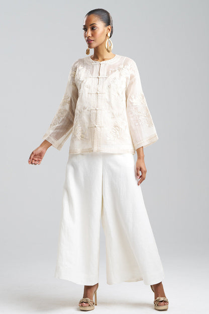 NATORI Buy Couture Piña Embroidered Mandarin Jacket in Natural Online