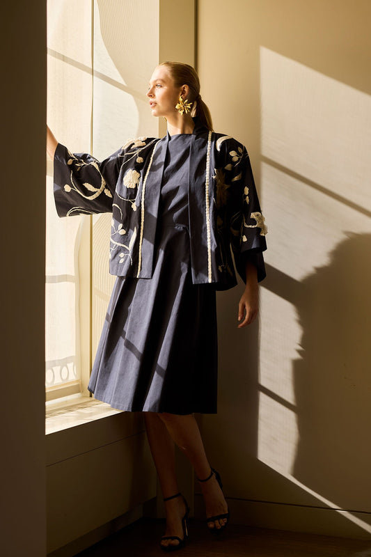 NATORI Couture Tech Cotton Taffeta Embellished Jacket