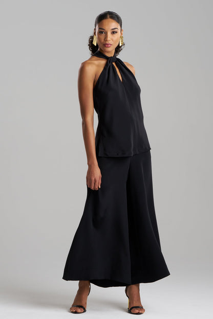 NATORI Couture Silk Crepe Fringe Halter Top
