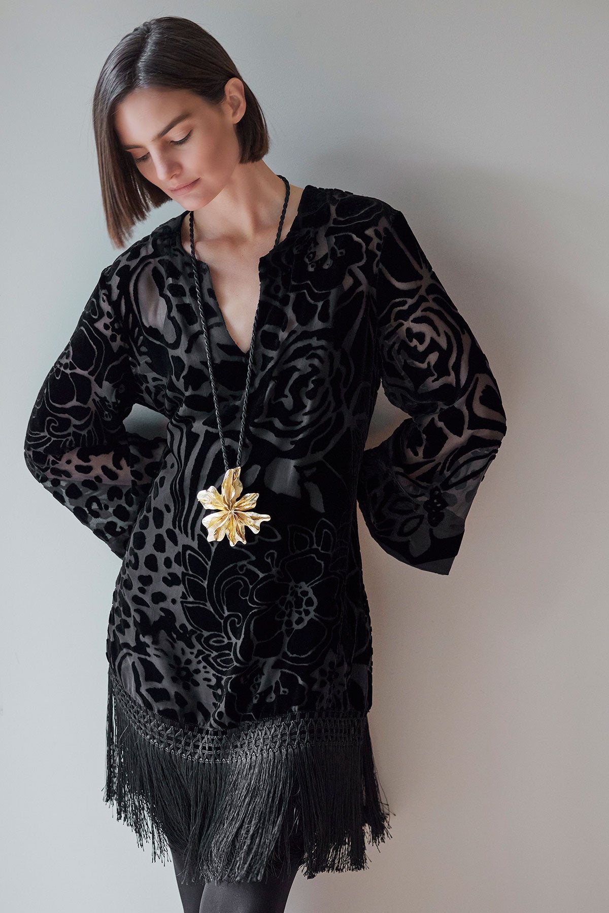 NATORI Couture Burnout Velvet Tunic