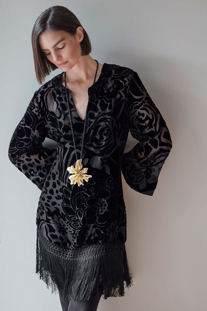 NATORI Couture Burnout Velvet Tunic