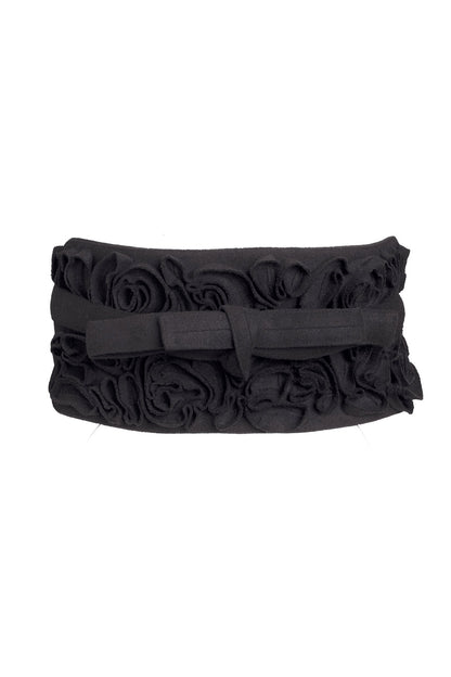 NATORI Buy Felt Embroidered Floral Obi Belt in Black Online