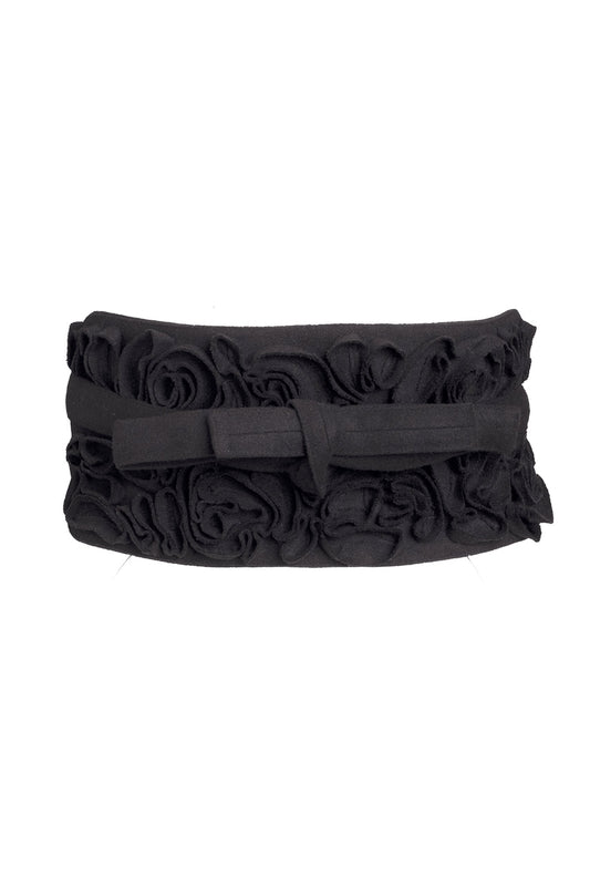 NATORI Buy Felt Embroidered Floral Obi Belt in Black Online