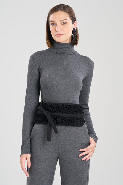 NATORI Buy Felt Embroidered Floral Obi Belt in Black Online