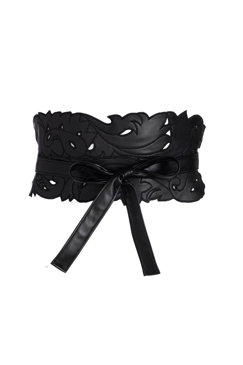NATORI Buy Vegan Luxe Lambskin Cut Out Obi Belt in Black Online