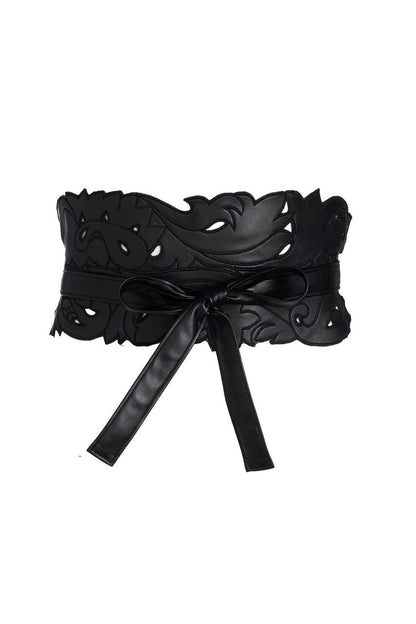 NATORI Buy Vegan Luxe Lambskin Cut Out Obi Belt in Black Online