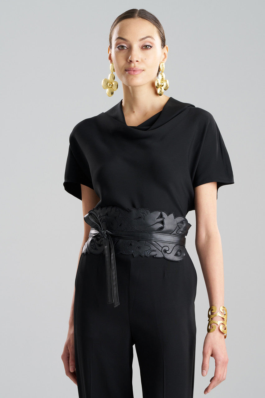 NATORI Buy Vegan Luxe Lambskin Cut Out Obi Belt in Black Online