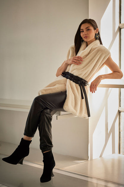 NATORI Buy Vegan Luxe Lambskin Cut Out Obi Belt in Black Online