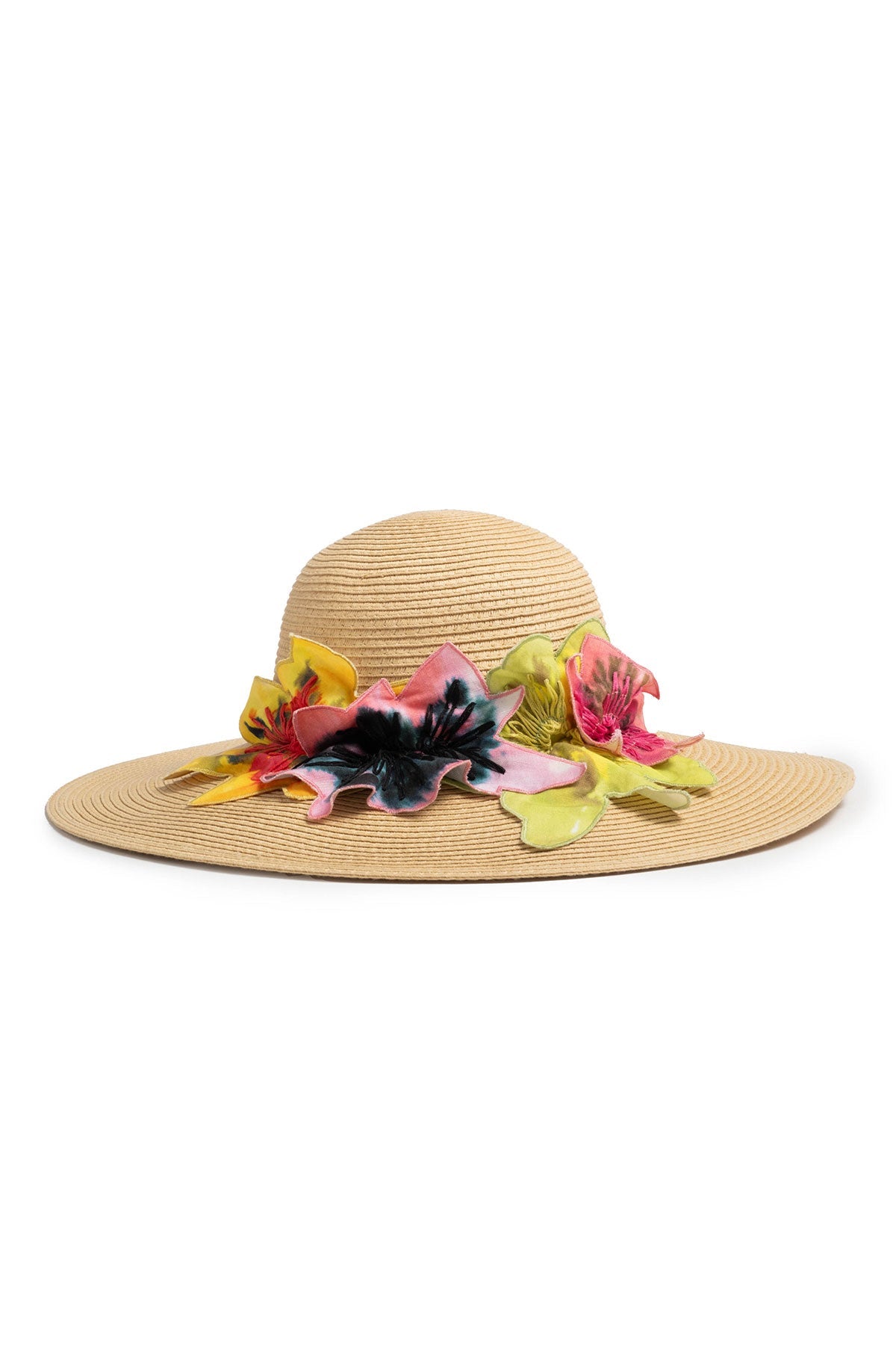 NATORI Ophelia Embroidered Cut-Out 3D Applique Straw Hat