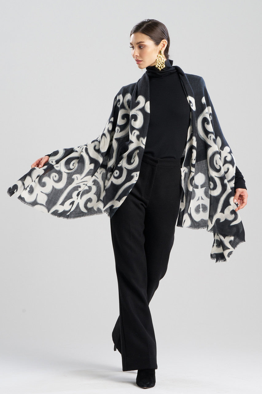 NATORI Buy Leticia Printed Scarf in Black Online