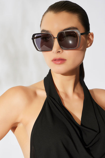 NATORI Kintsu Metal Rectangle Sunglasses