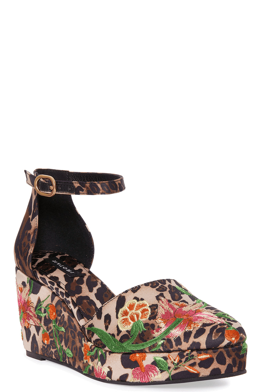 NATORI Buy Artsy Chikayo Satin Embroidery Espadrille in Chestnut Online
