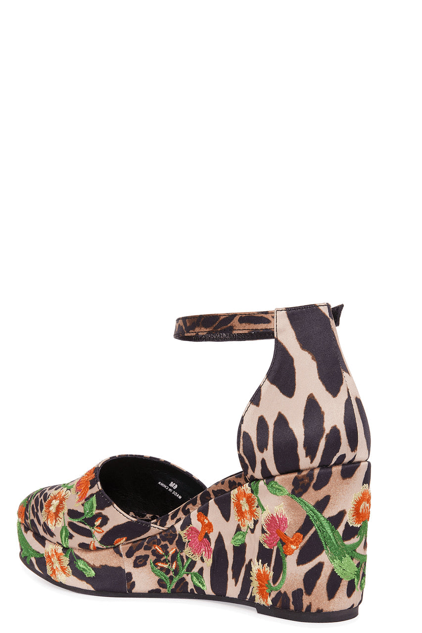 NATORI Buy Artsy Chikayo Satin Embroidery Espadrille in Chestnut Online