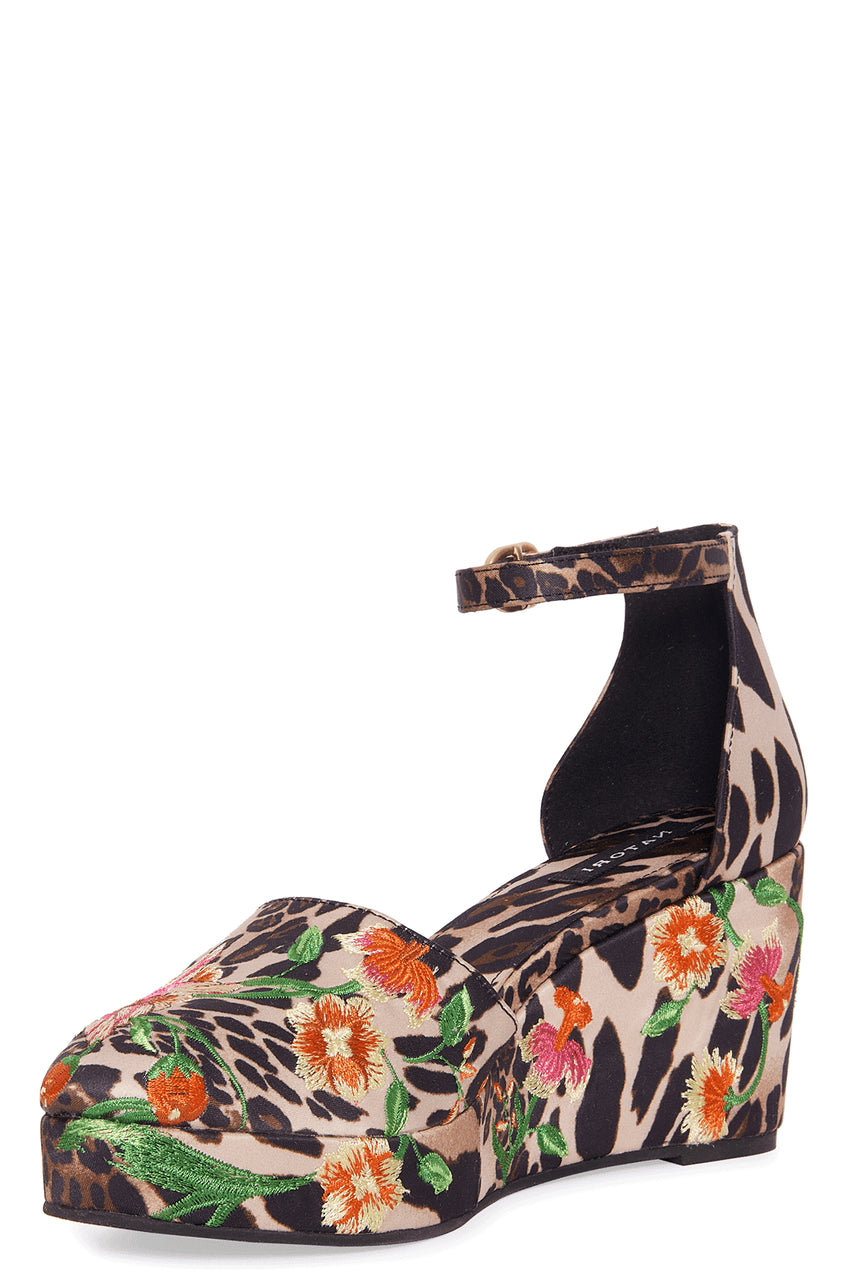 NATORI Buy Artsy Chikayo Satin Embroidery Espadrille in Chestnut Online