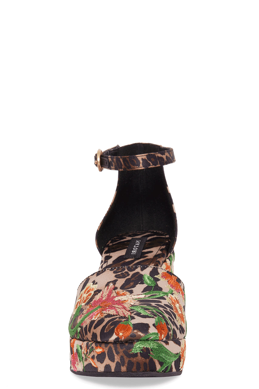 NATORI Buy Artsy Chikayo Satin Embroidery Espadrille in Chestnut Online