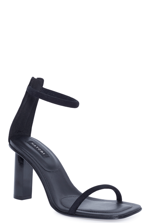 NATORI Buy Glow Suede Sandal in Black Suede Online