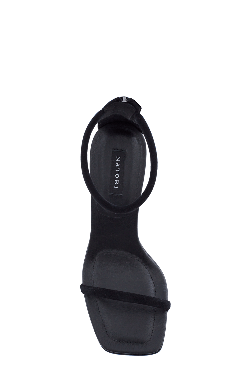 NATORI Buy Glow Suede Sandal in Black Suede Online